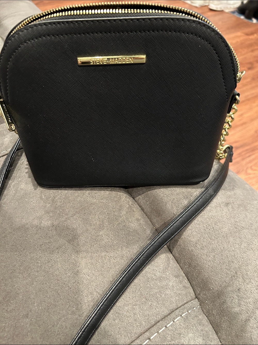 Steve Madden Black Crossbody with Gold Hardware